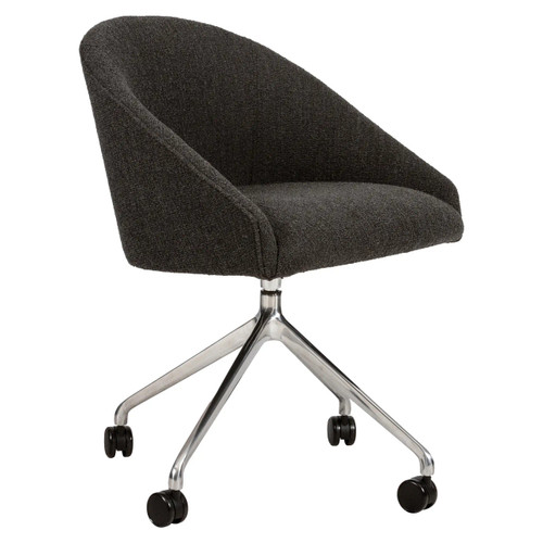 Riga Tub Chair | FUC-TC-RT, black upholstered modern office chair with a sleek metal wheelbase and casters for mobility.