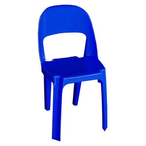 Alpine Junior Chairs 375 mm High, blue plastic children's chair with a simple design and a cut-out backrest.