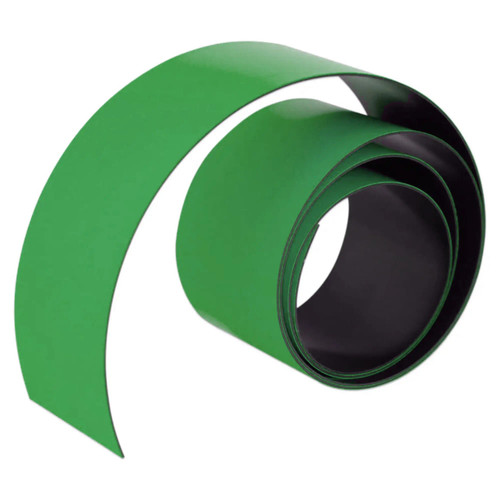 Magnetic Flexible Strip, 1000*10mm - Green, BA1110G, flexible magnetic strip rolled up with green top surface and black underside. Magnetic Flexible Strip, 1000*10mm - Green, BA1110G, flexible magnetic strip rolled up with green top surface and black underside.