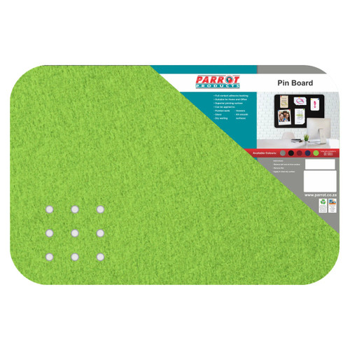 Adhesive Pin Board, No Frame 600x450mm Lime color pin board with holes for easy pinning and wall mounting.
