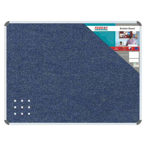 Bulletin Board Ribbed Aluminium Frame (1200x900mm - Denim) BD0641C, a blue denim-colored cork notice board with a ribbed aluminium frame, suitable for office or classroom use.