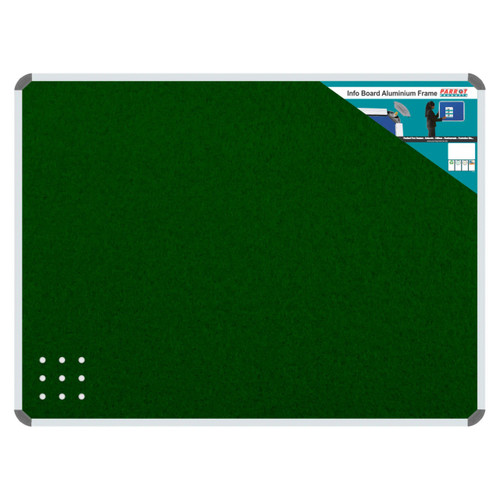 Product Info Board, Aluminium Frame - 600*450mm - Green, featuring a sturdy green surface and sleek aluminum frame designed for easy display of information in offices, schools, or public spaces.