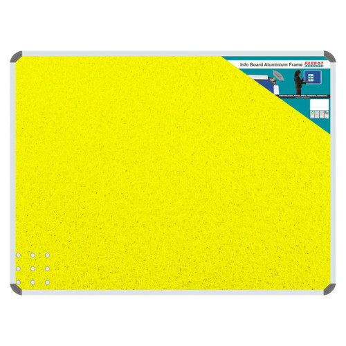 Product Info Board, Aluminium Frame - 600*450mm - Yellow, featuring a bright yellow surface with a sturdy aluminium frame for display use.