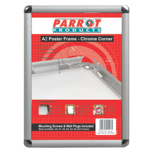 Poster Frame (A2 - 655*480mm - Chrome Corner) | Poster Frames | Office Stock