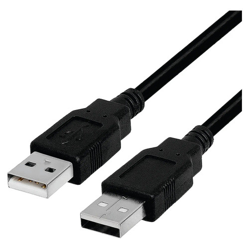USB 2.0 (A Male to A Male) Cable, 1.8 meters long, black color with rectangular connectors on each end for data transfer and device connectivity.