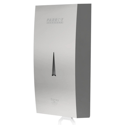 Janitorial Stainless Steel Gel/Soap Auto Wall Mounted Dispenser 1000ml JA0503AG, sleek silver soap dispenser with a vertical dispensing spout and a spray icon, designed for hygienic and convenient hand cleaning in commercial spaces. Janitorial Stainless Steel Gel/Soap Auto Wall Mounted Dispenser 1000ml JA0503AG, sleek silver soap dispenser with a vertical dispensing spout and a spray icon, designed for hygienic and convenient hand cleaning in commercial spaces.