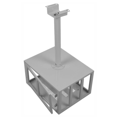 Data Projector Ceiling Mounting Bracket (Lockable Security Cage - 450x220x340mm) OP0301, metal security cage with mounting pole for projector installation. Data Projector Ceiling Mounting Bracket (Lockable Security Cage - 450x220x340mm) OP0301, metal security cage with mounting pole for projector installation.