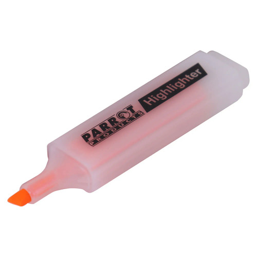 Highlighter Marker Box, 10 Markers - Orange, compact highlighter marker with orange tip and black text label