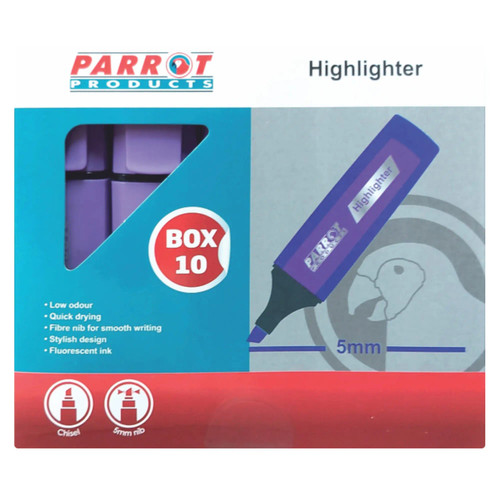 Highlighter Marker Box (10 Markers - Purple)