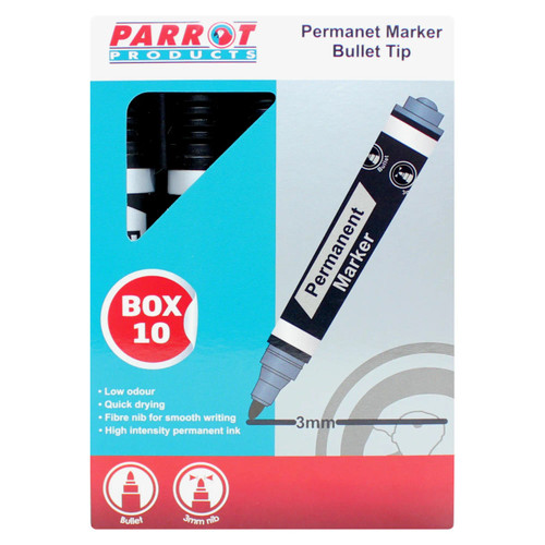 Permanent Markers (Bullet Tip - Box 10 - Black)