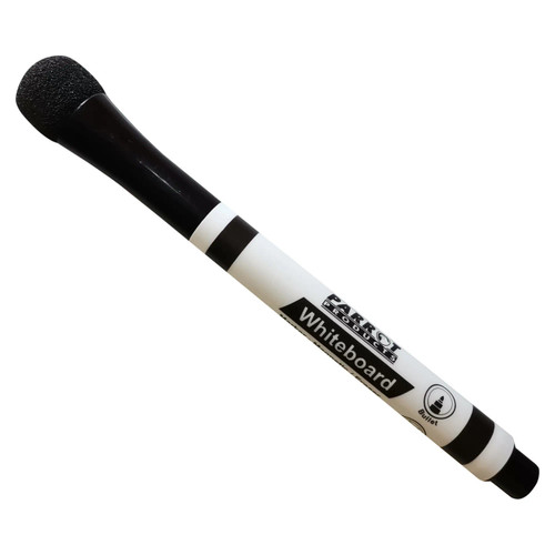 Magnetic Whiteboard Marker with Eraser (Black Single) PW0101M, black marker with white eraser and magnetic tip for whiteboards.