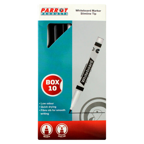 Whiteboard Markers (10 Markers - Slimline Tip - Black)