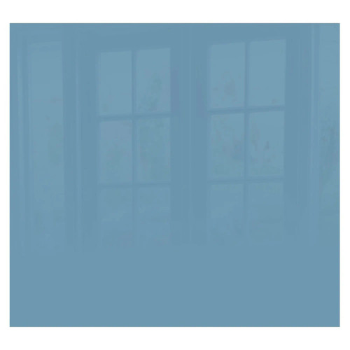 Pastel Blue Hob Splashback (598 X 650 X 6mm) SB6065PD, image of a blue glass splashback with reflection of windows. Pastel Blue Hob Splashback (598 X 650 X 6mm) SB6065PD, image of a blue glass splashback with reflection of windows.