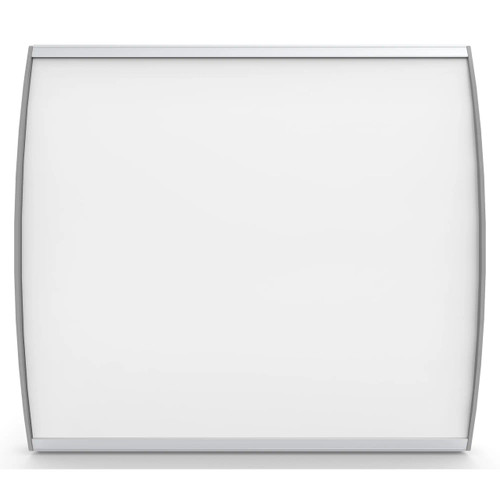 67 Brand Sign Frame, 210 x 230 mm, Double-sided, Wall Mounted Advertising Frame with Powder Coated End Caps, Shown in Silver Colour, Ideal for Indoor or Outdoor Use with Custom Graphic Design and Printing Options.