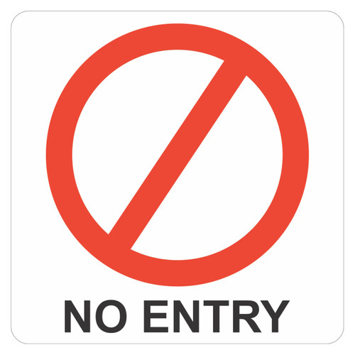 No Entry Symbolic Sign - Printed on White ACP (150 x 150mm)