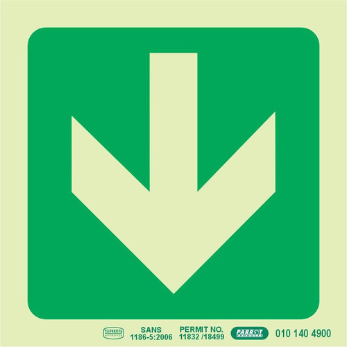 Photoluminescent 190MM Safety Sign - E23-Arrow Down