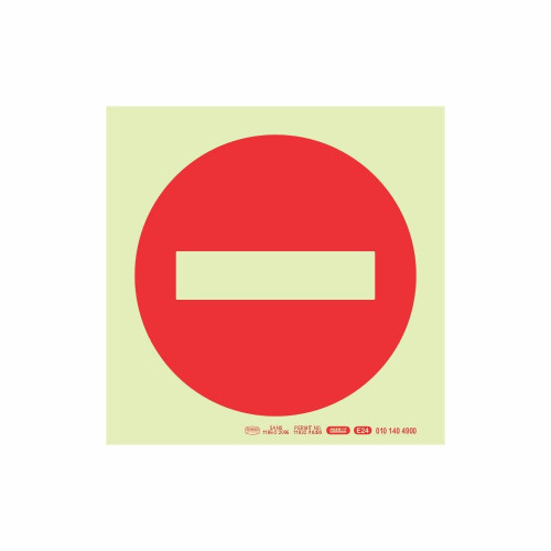 Photoluminescent 190MM Saftey Sign - NO ENTRY Symbol