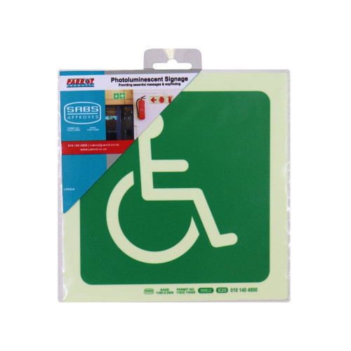 Photoluminescent 190MM Safety Sign - E25-Paraplegic Symbol
