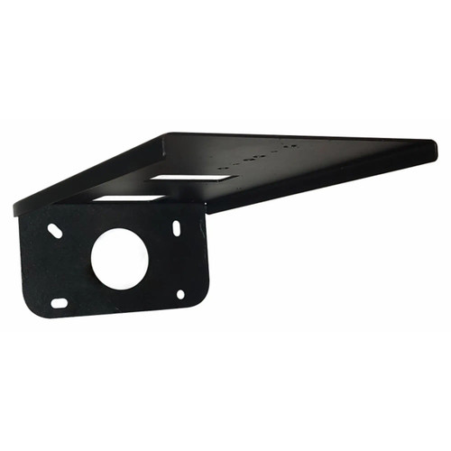 Black 67 Brand Conferencing Camera Mounting Bracket, Model VC1080C, for Office Equipment Mounting, Featuring a Sturdy Design with Screw Holes and a Circular Cutout, Ideal for Secure and Adjustable Camera Installation.