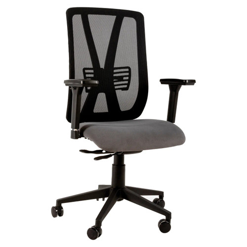 Kite Mesh Medium-back Office Chair SAC-MB-KI, ergonomic office chair with a breathable mesh backrest, adjustable armrests, cushioned seat, and rolling casters for mobility.