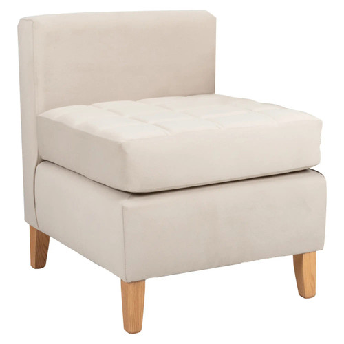 Washington Middle Sofa Chair FUC-SC-WHM, beige upholstered chair with a high backrest, cushioned seat, and wooden tapered legs, modern design for living room or lounge.