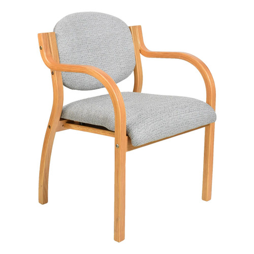 Tammy Arm Four-legged Stacker Chair COF-VCH-TC2, a wooden framed chair with light upholstery and curved armrests.