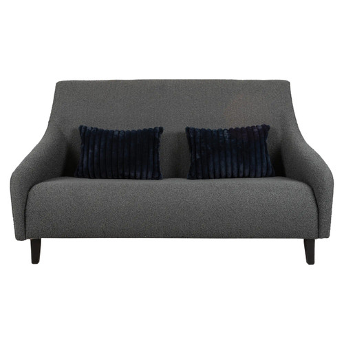 Auckland Double Seater Sofa FUC-OC-AD, modern grey fabric sofa with two dark blue velvet cushions.