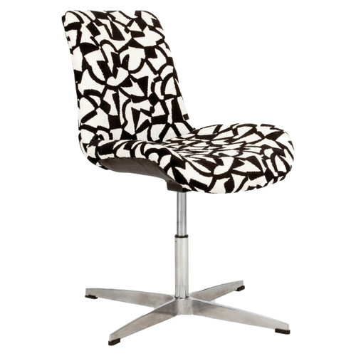 Euro Tub Chair FUC-TC-EUT, modern office chair with black and white patterned upholstery and a metal base.