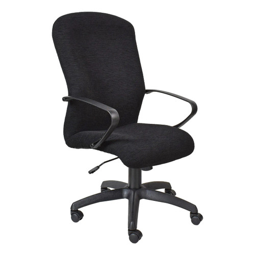 Tuscan High Back Chair, black ergonomic office chair with high backrest and armrests.