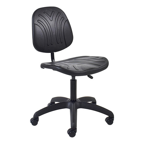 Works Industrial Swivel Only Typist Chair COF-TCH-WC1, black ergonomic office chair with adjustable height, mesh backrest, and rolling caster wheels.