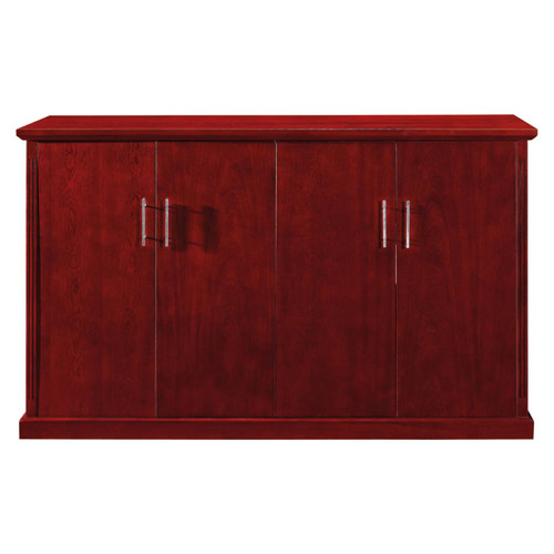 Heritage Bar Fridge Server Unit FOF-SVU-S009, wooden bar cabinet with a polished cherry finish and four doors with metallic handles.