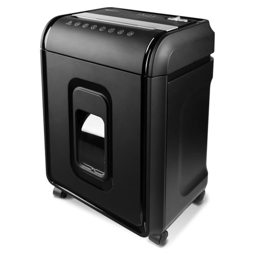 Paper Shredder, 12 Sheets - 5 x 40 mm Cross Cut for Medium Security, Model S1012CC, Black Office Shredder with Waste Bin and Control Panel.