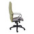 Nikki High-back Chair, ergonomic office chair with black metal armrests, gray cushioned seat, and high green fabric backrest.