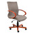 Holly Wooden Medium-back Office Chair, brown fabric upholstery with curved wooden armrests and a wooden base with casters.