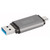 67 Brand External Storage USB 3 Type-A + USB-C 64GB Flash Drive, a Portable Storage Device with Dual USB Connectors, in Silver Colour, Featuring High-Speed Data Transfer Capabilities.