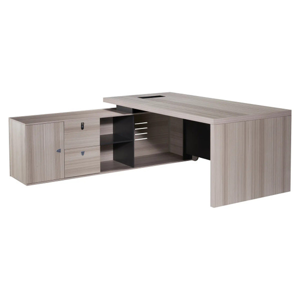 2000mm Light Oak Executive Desk with Matching Fixed Credenza - Additional View 3