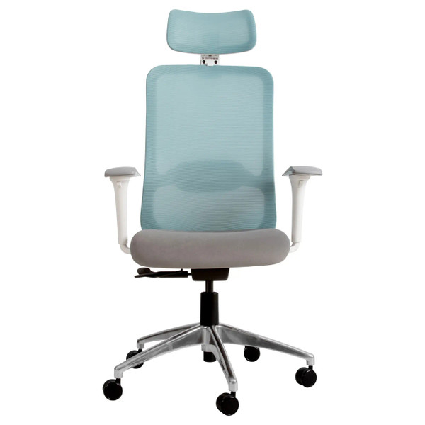 Tide Mesh High-back Office Chair Sac-HCH-Tid-Wh, Ergonomic Office Chair with Mesh Backrest, Adjustable Headrest, Armrests, Cushioned Seat, and Five-Wheel Base for Mobility.
