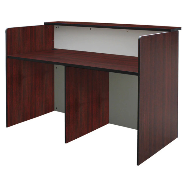 Reception Desk, White Front Panel FOF-RD-M309, Showcasing a Modern Wooden Reception Counter with a White Frontal Panel and Black Accents, Suitable for Office or Business Settings.