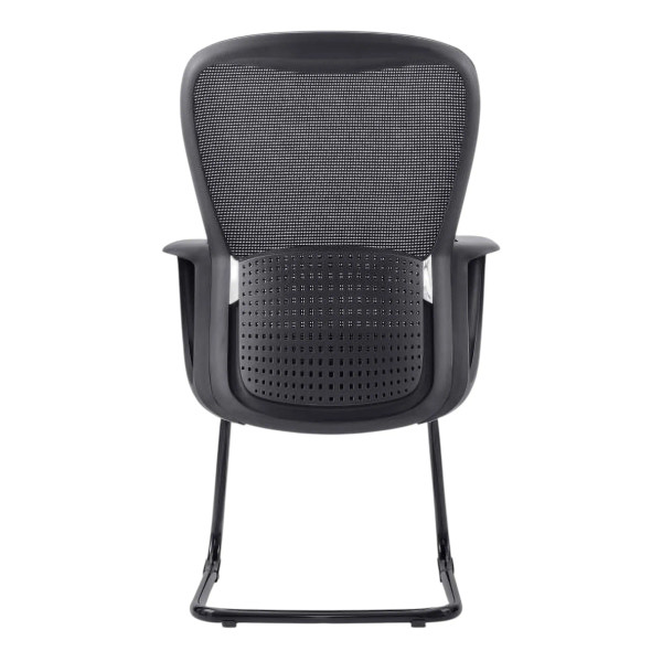 Black Mesh Office Chair with Steel Sleigh Frame, 67 Brand, C4022B Model, Ideal for South Africa Office Furniture, Featuring Ergonomic Design and Durable Construction, Presented in a Sleek Black Colour with a Sturdy Steel Base.