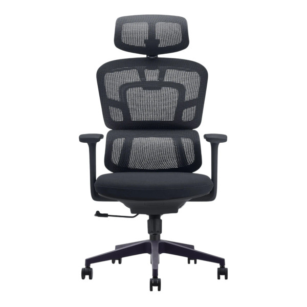 Black Mesh Office Chair with Chrome Frame and High-back, Adjustable Features. Stylish Office Chair with Ergonomic Design, from 67 Office Stock, Featuring a Sleek Black Mesh Material and Sturdy Chrome Accents on a Five-Legged Base.