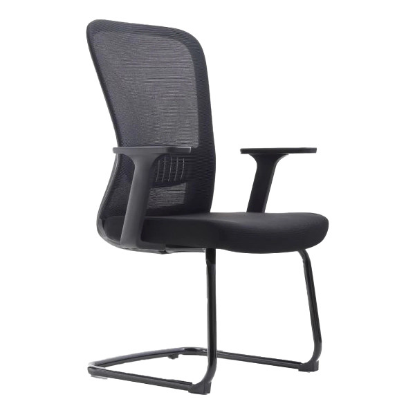 Black Mesh Office Chair with Steel Sleigh Frame, C4002B by 67, Featuring Ergonomic Design and Comfortable Seating, Ideal for Visitor Seating in Professional Settings, Representing Quality South Africa Furniture.