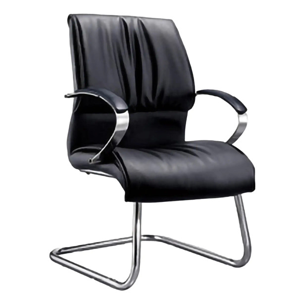 DB083B Black Polyurethane Leather with Chrome Sleigh Base Visitor Office Chair