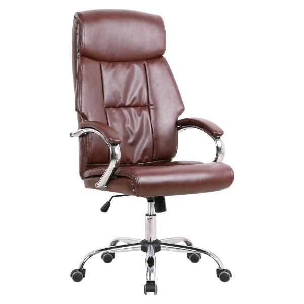 DB130 Brown Polyurethane Leather with Footrest High-Back Office Chair