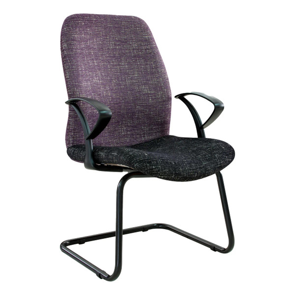 Morant Polyurethane Visitor Office Chair by Office Stock South Africa, Featuring a Purple Backrest and Black Seat with Metal Frame, Exemplifying Stylish Visitor Chairs with Ergonomic Design and Durable Materials for Comfort.