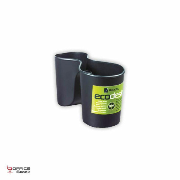 Eco Desk Pencil Cup RXLS-160215, Black Plastic Desk Organiser with a Built-in Pen and Pencil Holder.
