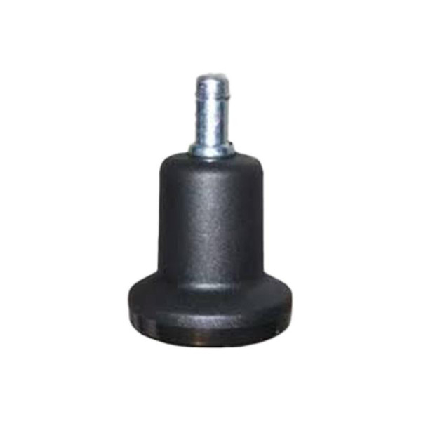 Glide for Nylon Chair Base by Office Stock South Africa, a Black Cylindrical Fitting with a Silver Threaded Stem, Designed for Effortless Rolling Movement and Noise Reduction on Standard Nylon Chair Bases.