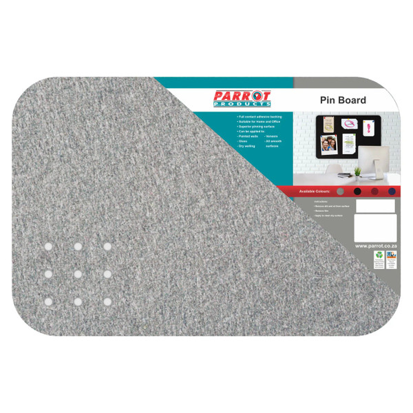 Adhesive Pin Board (No Frame - 450 x 300 mm - Grey) BD0315L, Grey Adhesive Pin Board with Six Holes for Easy Mounting, Suitable for Office and Home Decoration.
