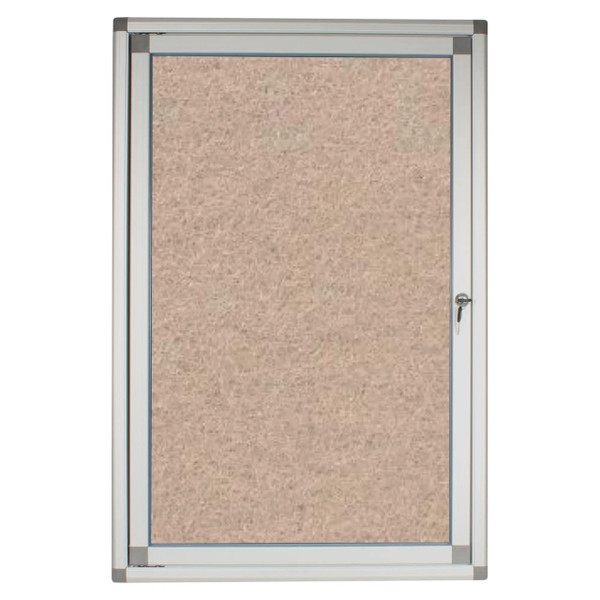 Hinged Pinning Display Case (900 x 600 mm - Beige), Beige-Coloured Display Case with a Hinged Door and Pinning Surface for Showcasing and Organising Items.