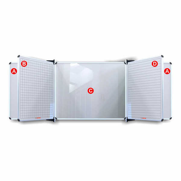 Educational Board Magnetic Whiteboard (1220 x 1210 - Lines 1 Side - Swing Leaf - Option B)