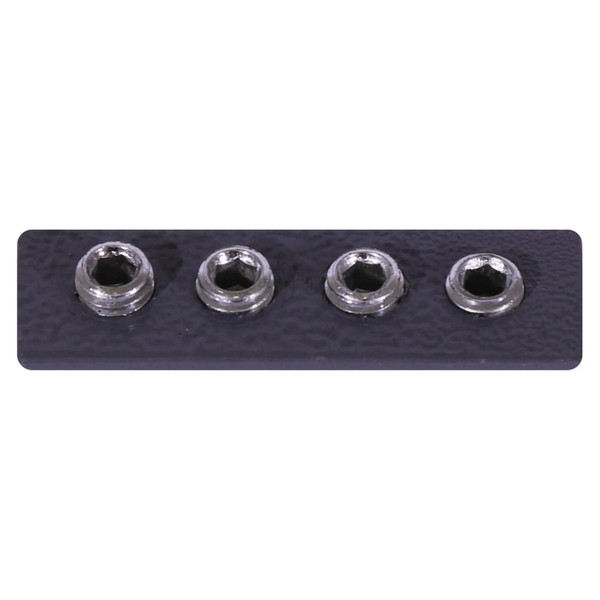 Easy Rail Connector ER0015, Close-Up of Four Transparent Screw Holes for Rail Connections.